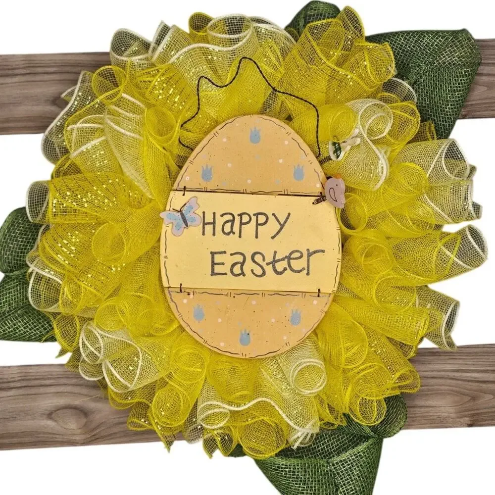 Happy Easter Yellow Wreath Large 24